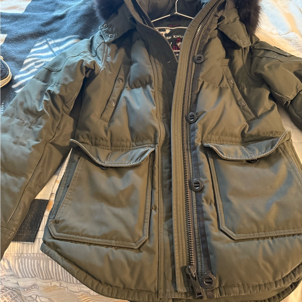 Moose Knuckles Dark Green Puffer Jacket